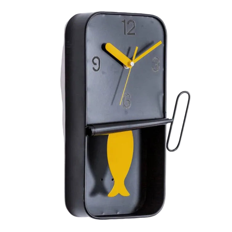 Black Metal Sardine Tin Pendulum Wall Clock