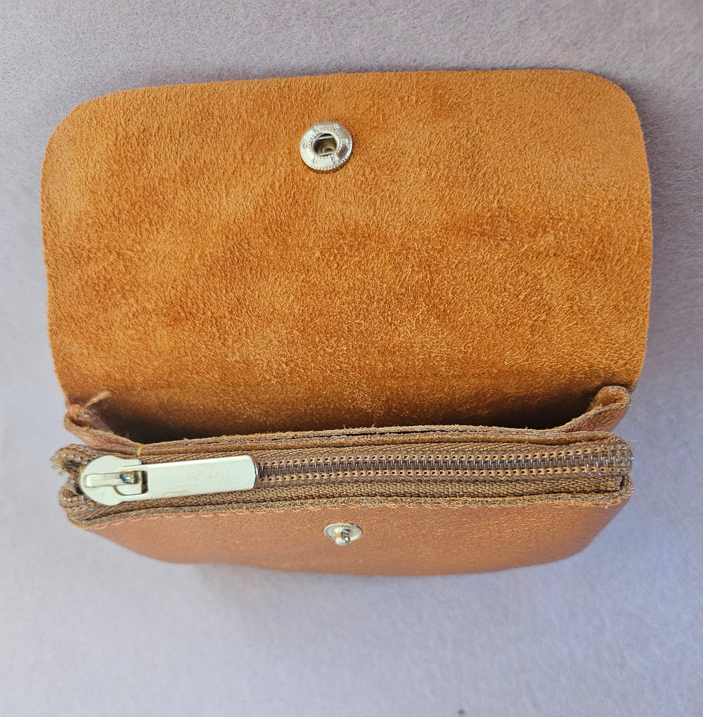 Kangoo metallic cowhide leather coin purse: Grass green