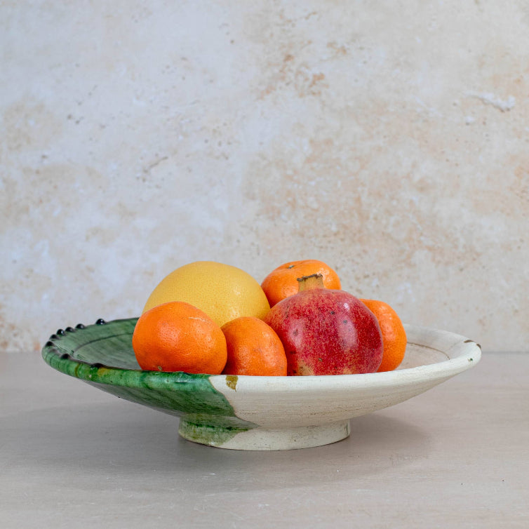 Moroccan Tamegroute Half Glazed Plate - Handmade Pottery 30 cm