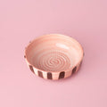 Medium Vintage Pottery Grater Bowl Pink and Brown -Chocolate