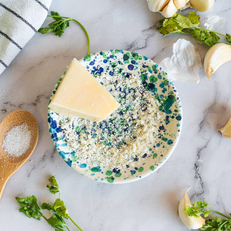Garlic Grater Ceramic Plate - Small Blue Coral (Leverans V.45)