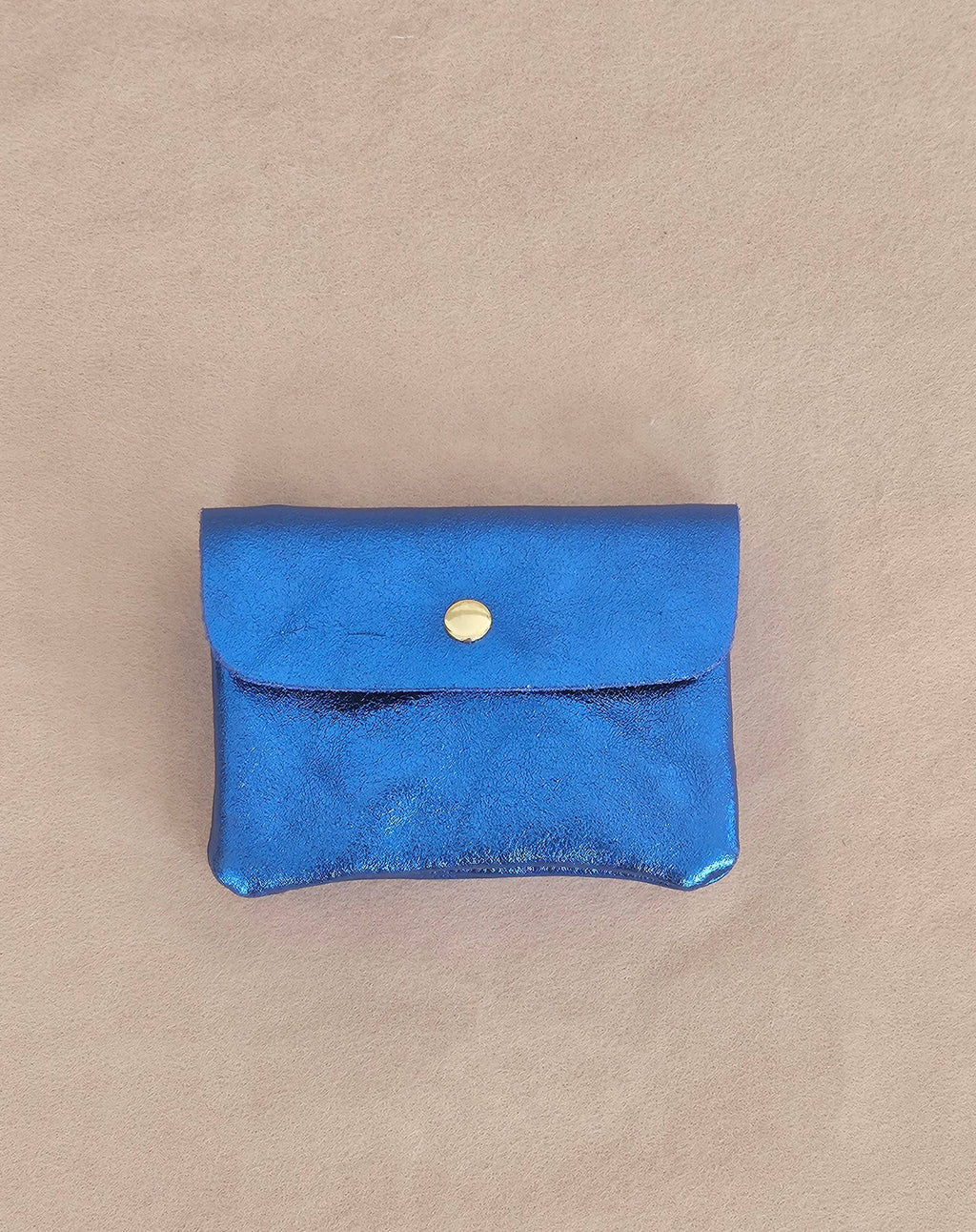 Kangoo metallic cowhide leather coin purse: Grass green