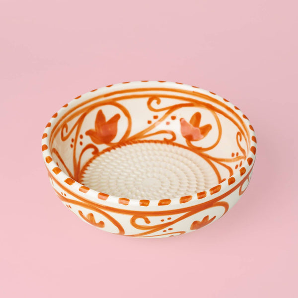 Ceramic Garlic Grater Plate - Medium Orange Azahara