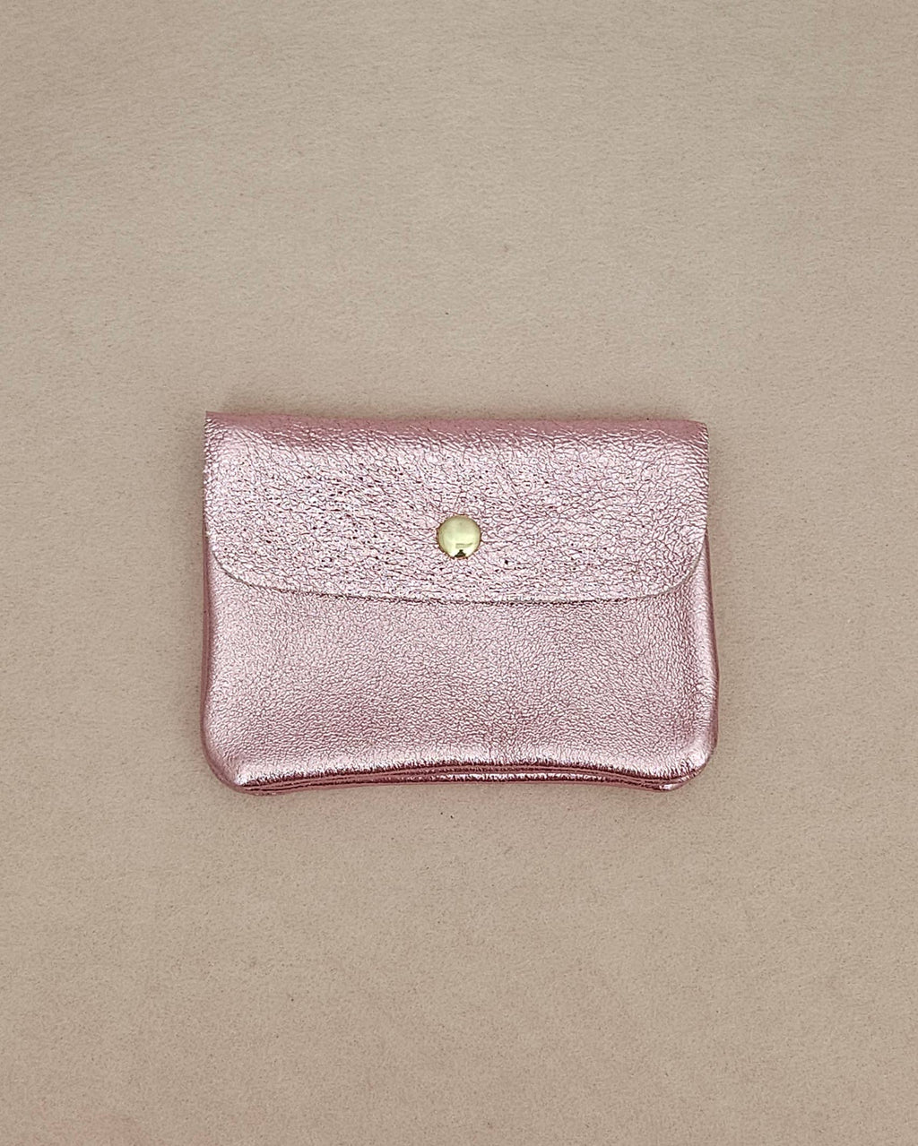 Kangoo metallic cowhide leather coin purse: Grass green