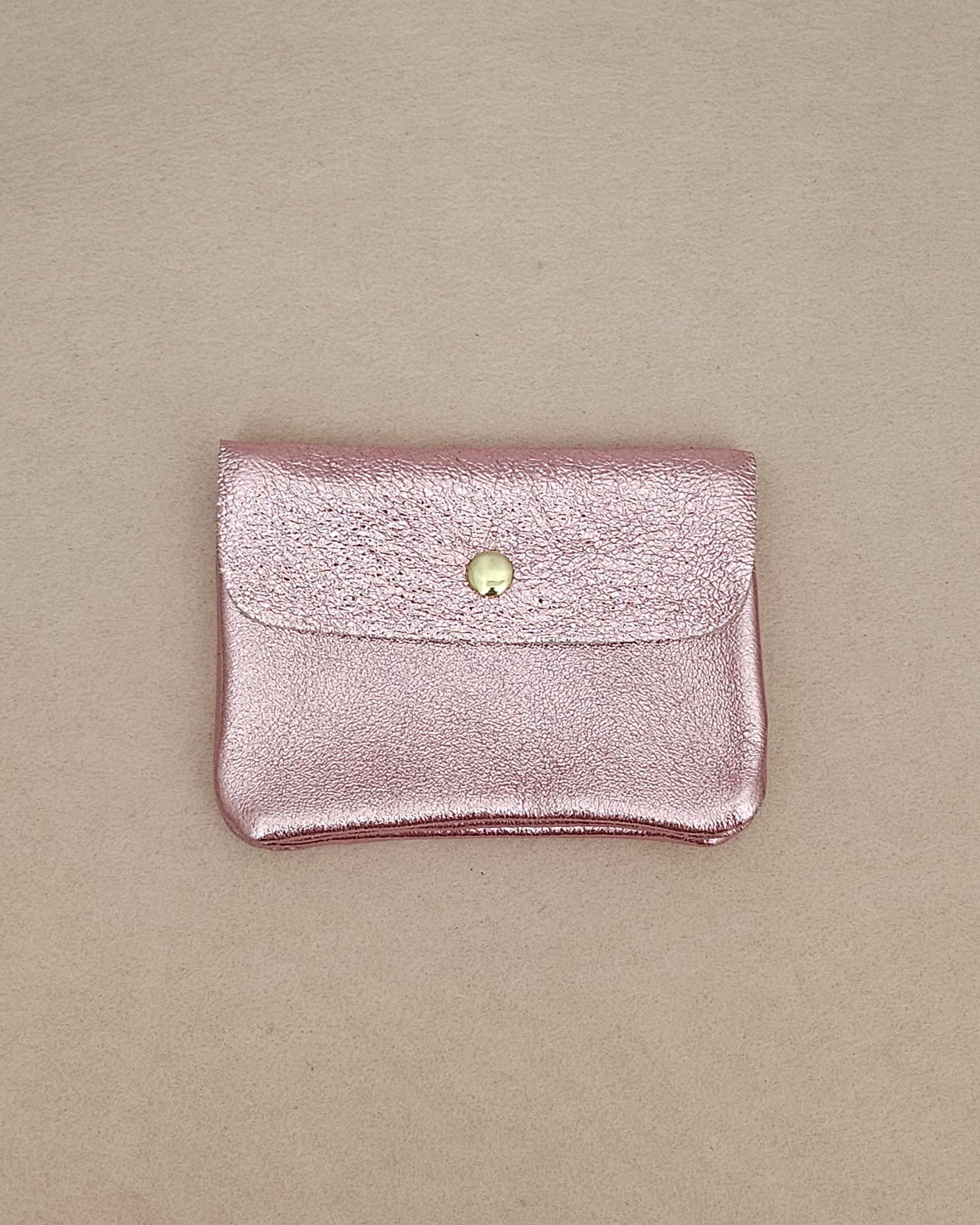 Kangoo metallic cowhide leather coin purse: Grass green