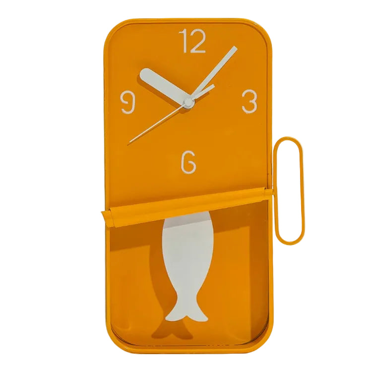 Orange Metal Sardine Tin Pendulum Wall Clock (PRE ORDER)