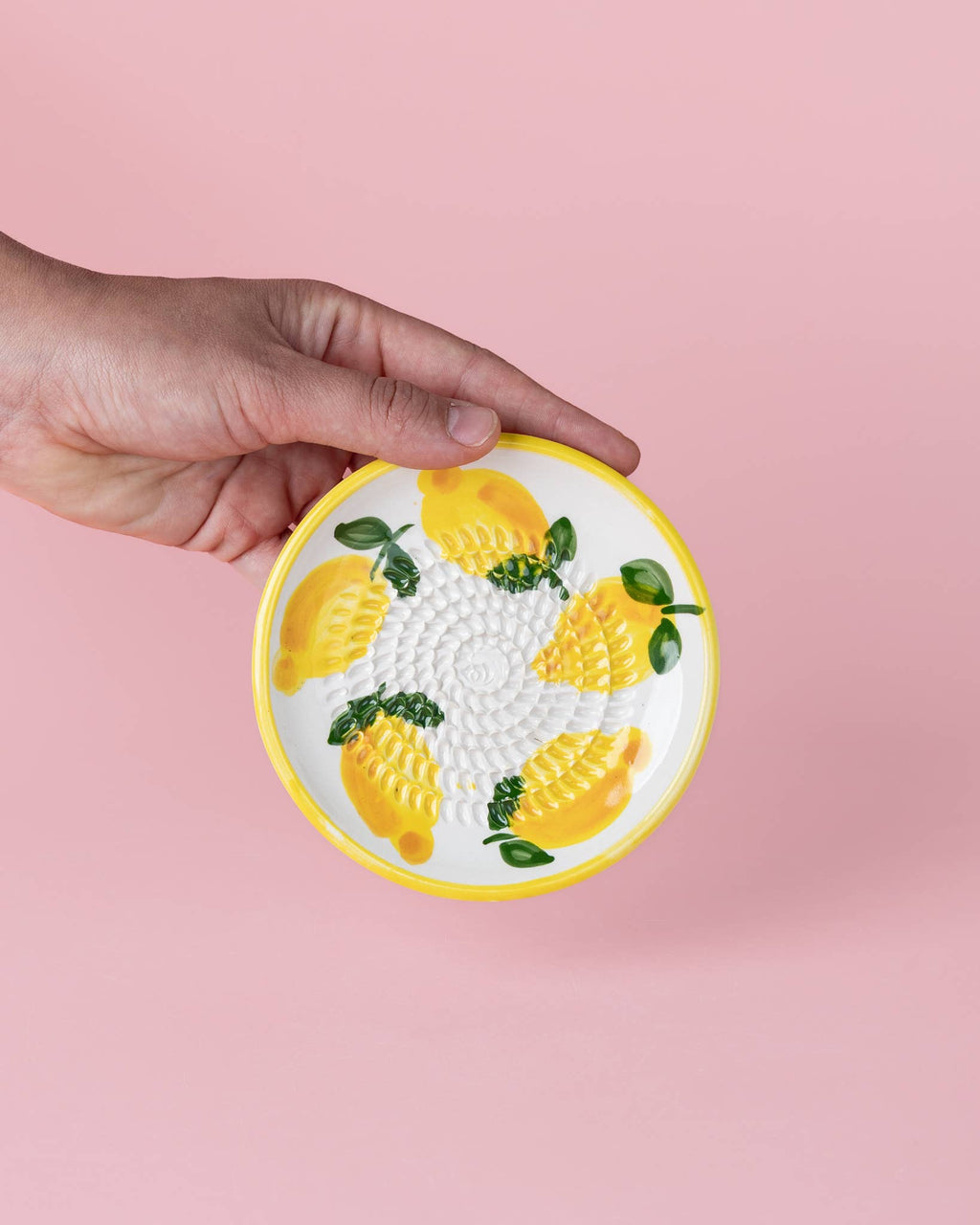 Ceramic Garlic Grater Plate - Yellow & White - Small Lemon
