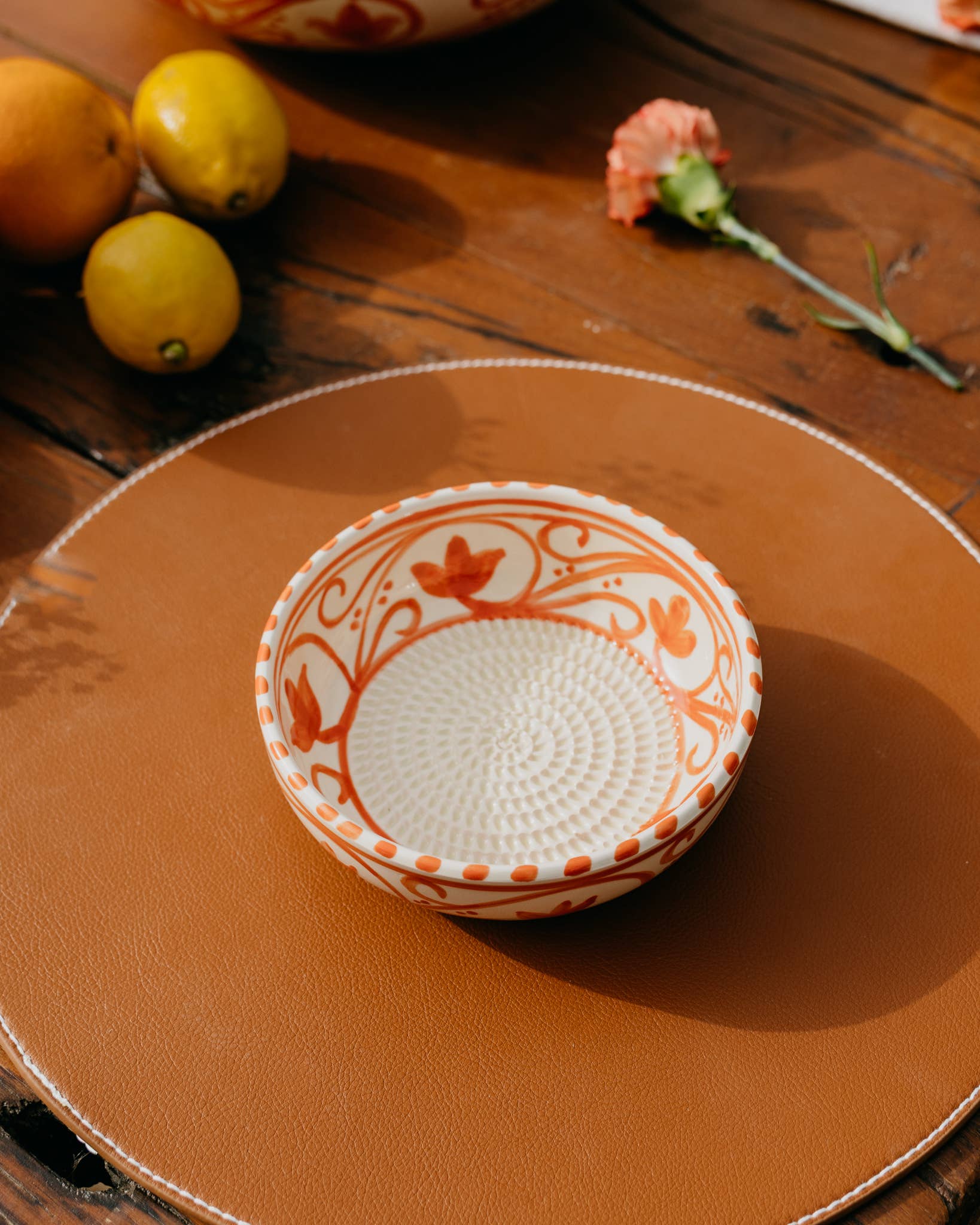 Ceramic Garlic Grater Plate - Medium Orange Azahara