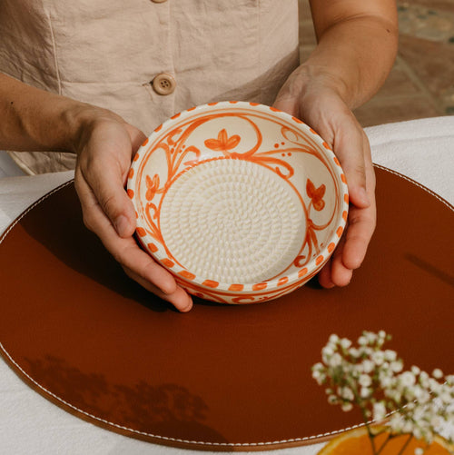 Ceramic Garlic Grater Plate - Medium Orange Azahara
