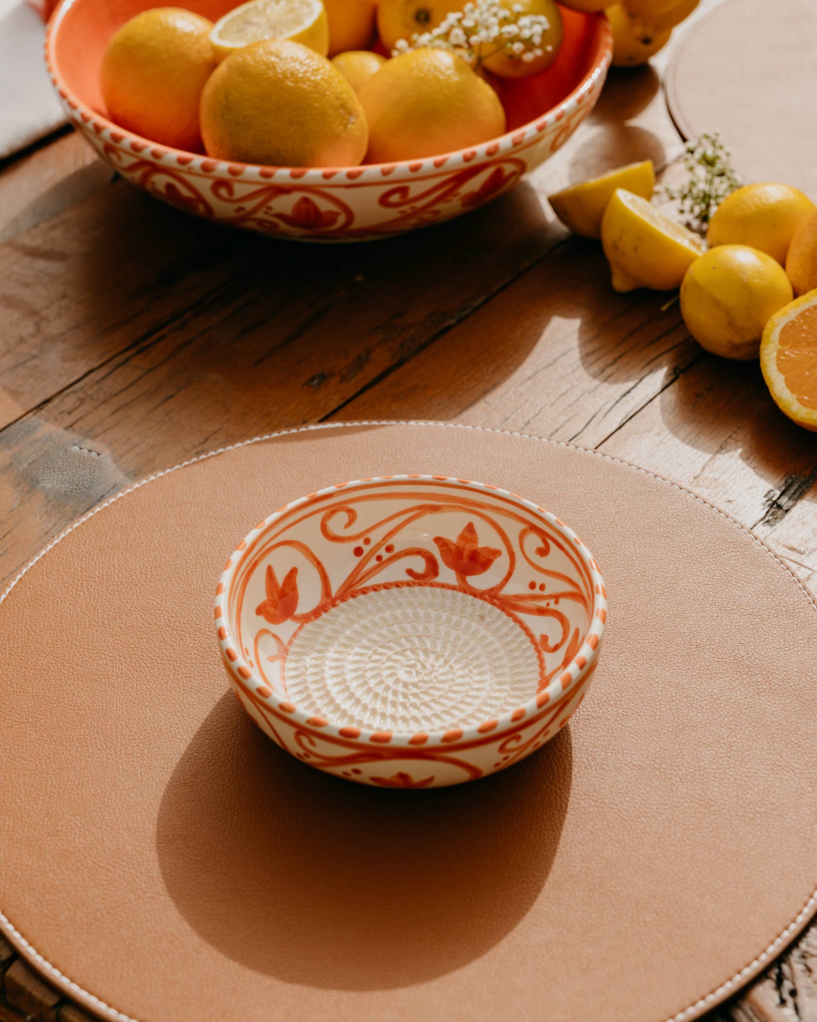 Ceramic Garlic Grater Plate - Medium Orange Azahara