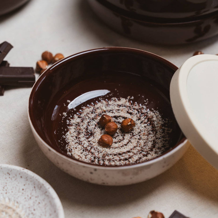 Garlic Grater Plate - Medium Ceramic - Brownie