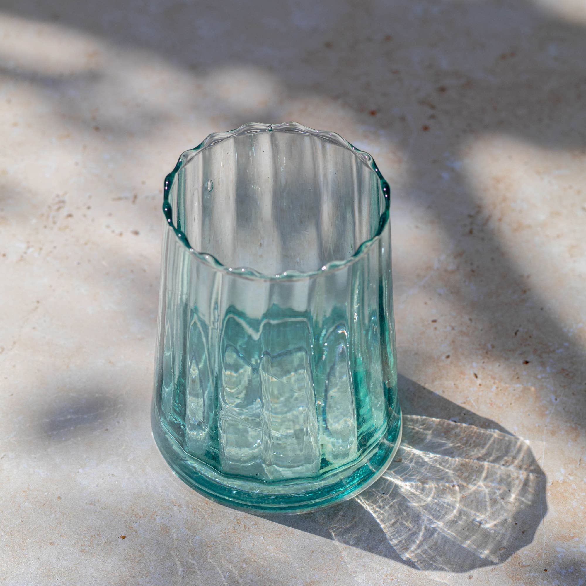 Handmade Moroccan Beldi Ridged Glasses Set of 6 - Clear
