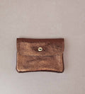Kangoo metallic cowhide leather coin purse: Noisette
