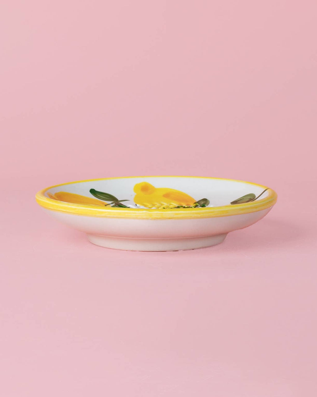 Ceramic Garlic Grater Plate - Yellow & White - Small Lemon