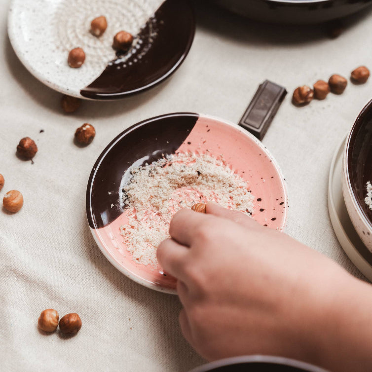 Small Ceramic Garlic Grater Plate - Gift Ready - Chocolate