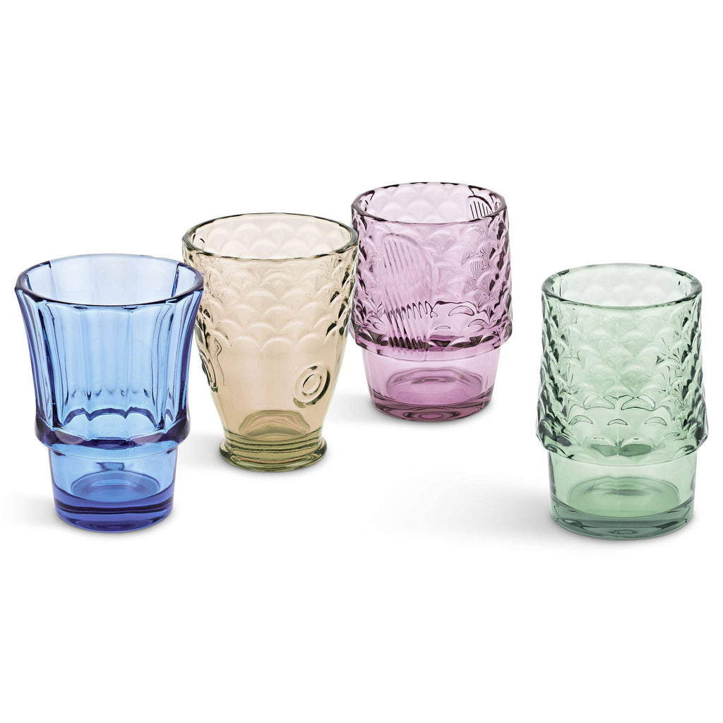 Fish Stacking Drinking Glass - Set of 4 - Rainbow