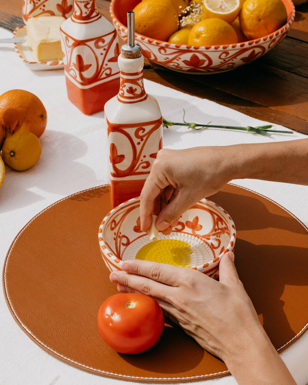 Ceramic Garlic Grater Plate - Medium Orange Azahara