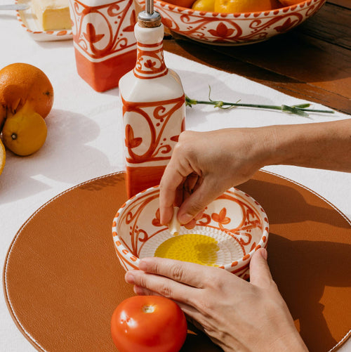 Ceramic Garlic Grater Plate - Medium Orange Azahara