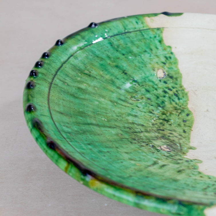 Moroccan Tamegroute Half Glazed Plate - Handmade Pottery 30 cm