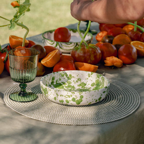 Ceramic Garlic Grater Plate - Small Green & White - Moss