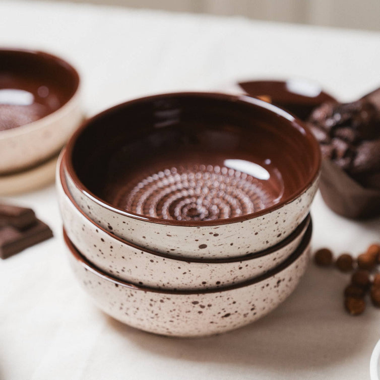 Garlic Grater Plate - Medium Ceramic - Brownie