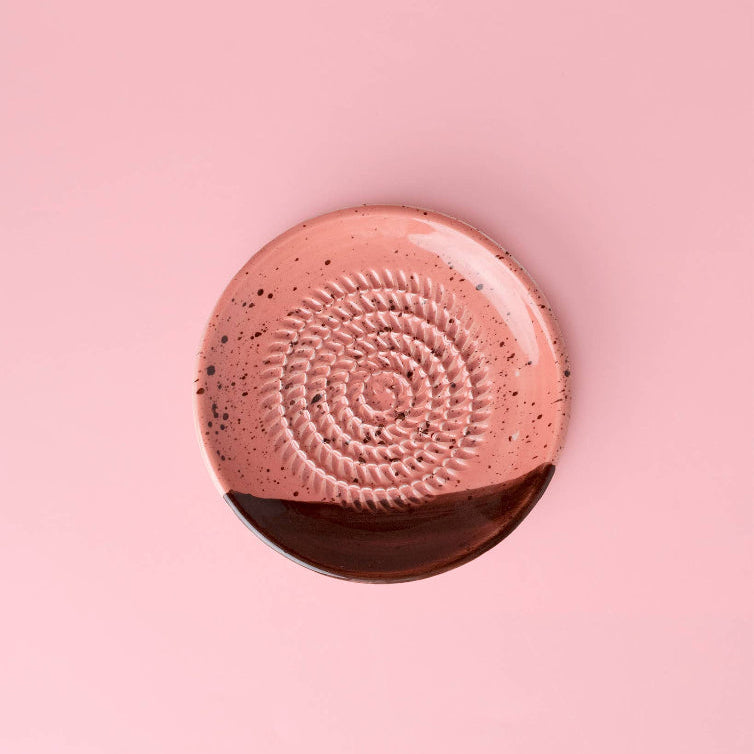Small Ceramic Garlic Grater Plate - Gift Ready - Chocolate