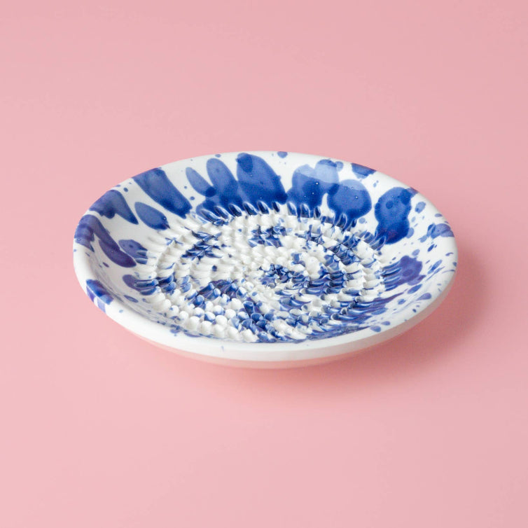 Ceramic Garlic Grater Plate - Small Blue & White - Persia