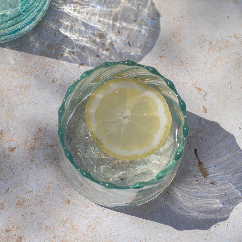 Handmade Moroccan Beldi Ridged Glasses Set of 6 - Clear