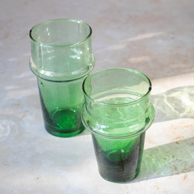 11.5 cm Moroccan Beldi glasses, green 6-pack
