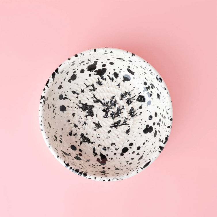 Ceramic Garlic Grater Plate - Medium Galaxy black and white