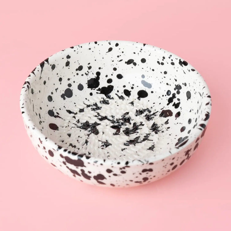 Ceramic Garlic Grater Plate - Medium Galaxy black and white