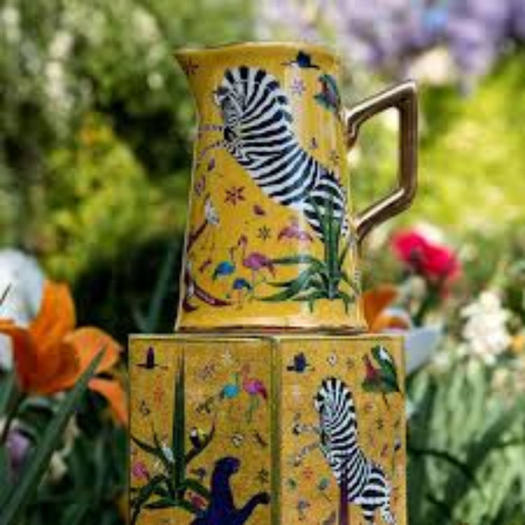 Ortigia Sicilia - ceramic jug with gold detail, yellow "Sahara"