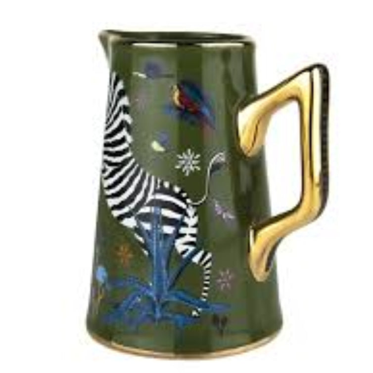 Ortigia Sicilia - ceramic jug with gold detail, green