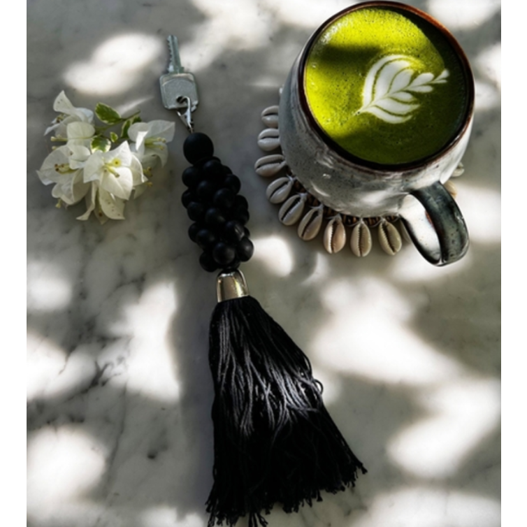 The Wooden Beads Keychain - Black