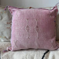 Moroccan Cactus Silk (Kaktusfiber) kuddfodral 50 x 50 cm (Washed rosa med bruna detaljer)