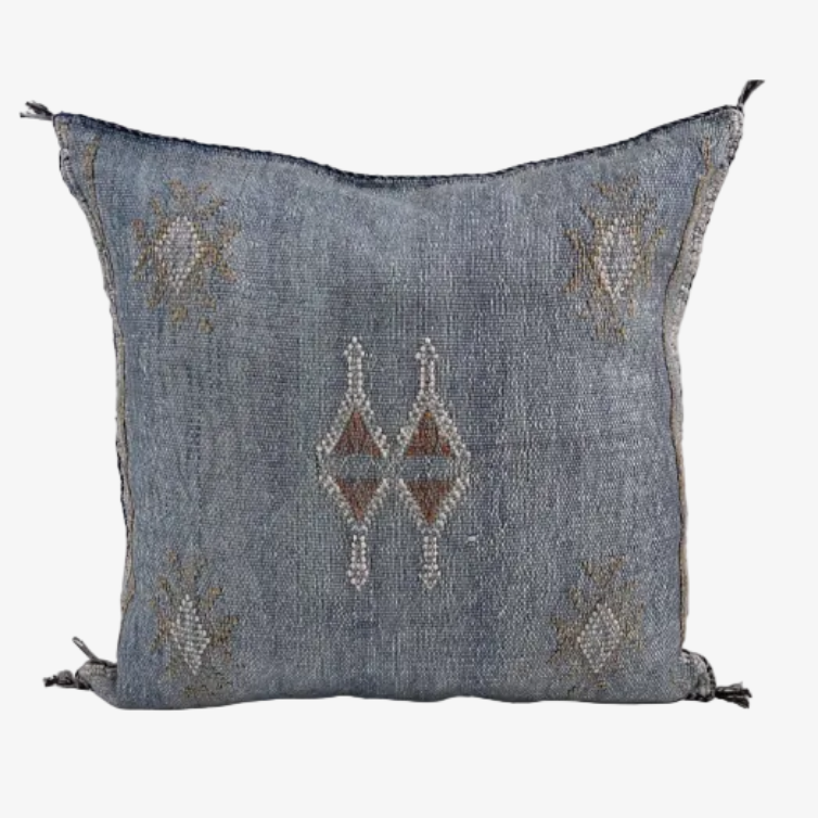 Moroccan Cactus Silk kuddfodral 50 x 50 cm (Washed Blue)