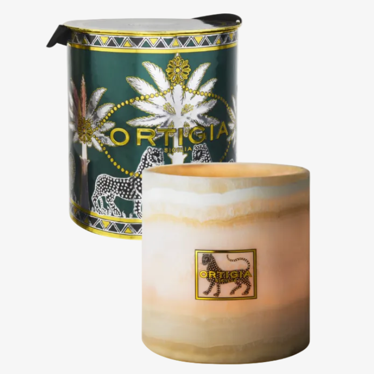 Ortigia Sicilia Ambra Nera Alabaster Candle Large