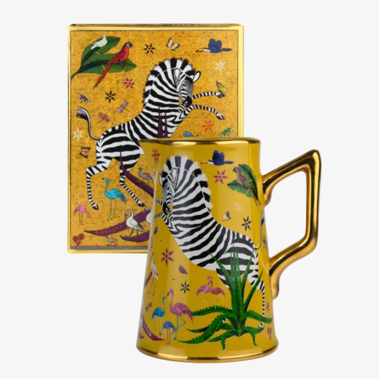 Ortigia Sicilia - ceramic jug with gold detail, yellow "Sahara"