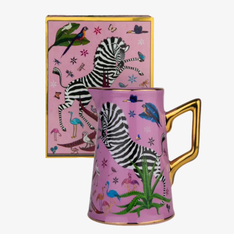 Ortigia Sicilia - ceramic jug with gold detail, pink