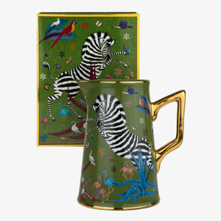 Ortigia Sicilia - ceramic jug with gold detail, green