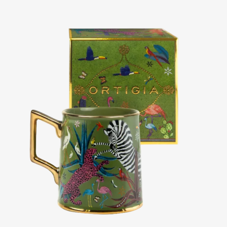 Ortigia Sicilia - Ceramic mug "Tazza" with gold detail, green