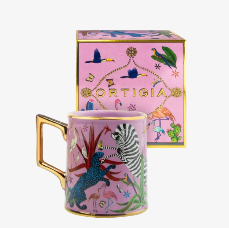 Ortigia Sicilia - Ceramic mug "Tazza" with gold detail, pink