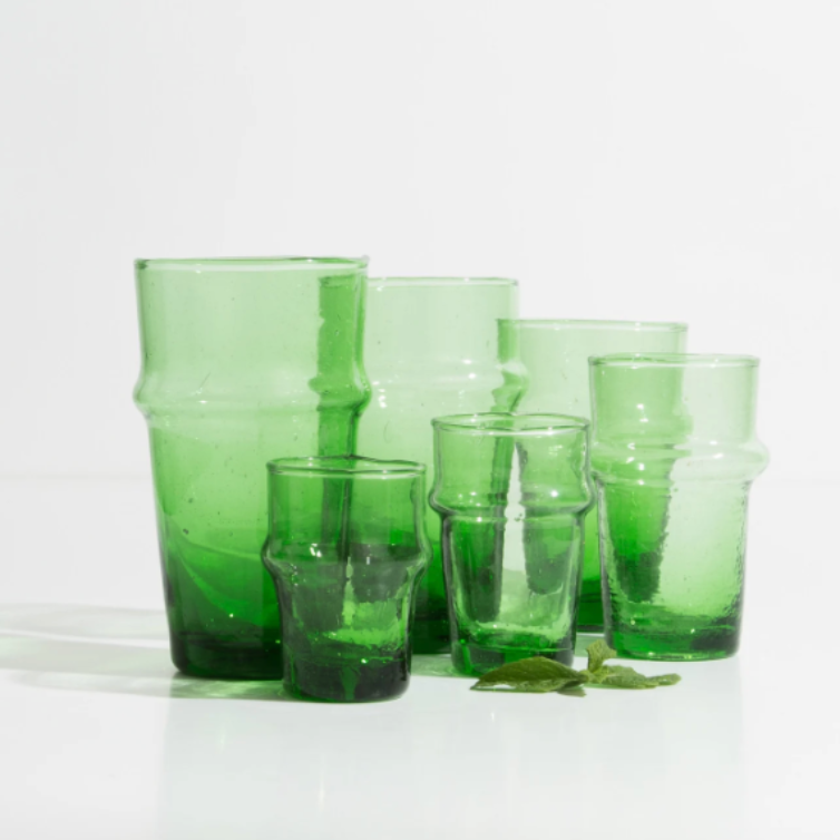 11.5 cm Moroccan Beldi glasses, green 6-pack