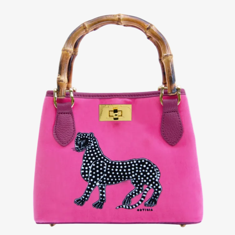 Ortigia Sicilia Velvet Bamboo Bag Pink