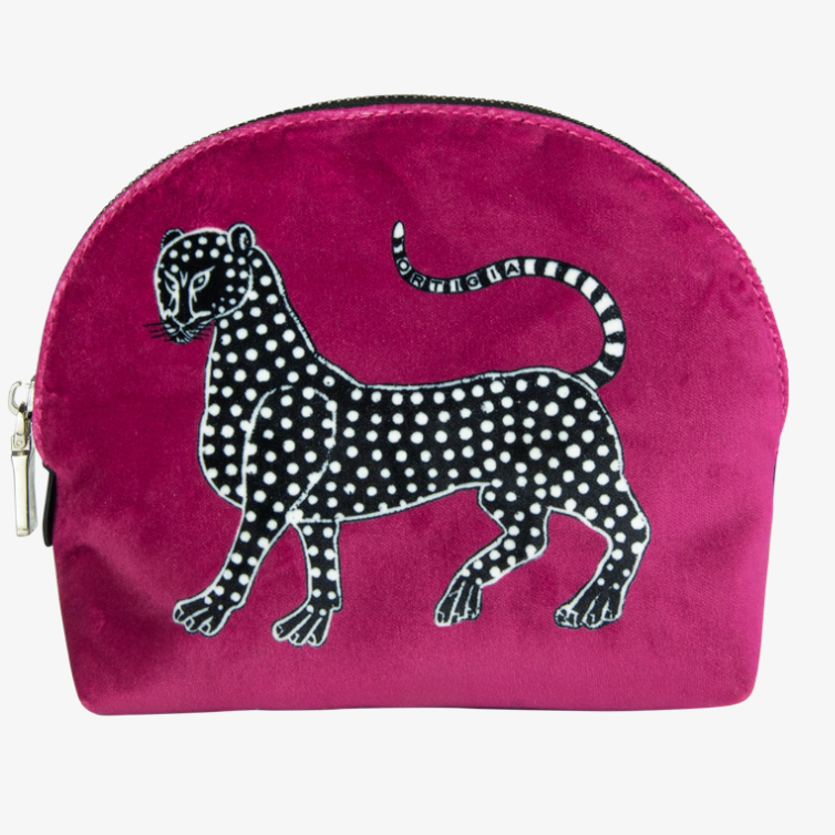 Ortigia Sicilia Italian velvet pochette "borsettina", pink "Cardinale"