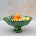 Tamegroute Green Glazed Jagged Edge Pedestal Fruit Bowl 15cm or 25cm