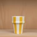 Colorful, handmade Moroccan mug with traditional striped detailing, 8cm