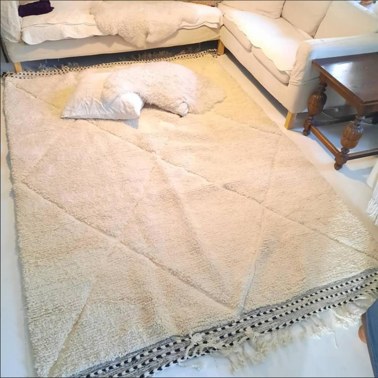 White Moroccan - Mid Atlas hand-knotted moroccan rug wool