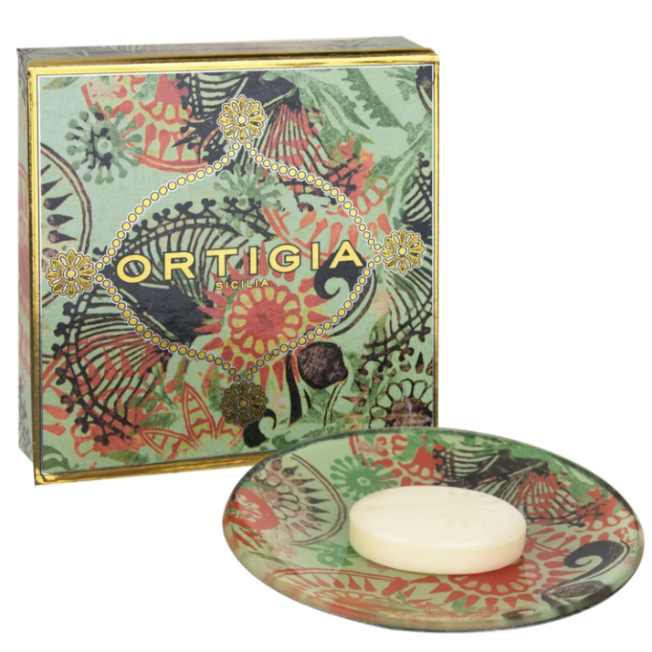 Ortigia Sicilia Fico d'India Glass Plate & Soap Box