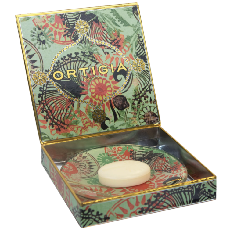 Ortigia Sicilia Fico d'India Glass Plate & Soap Box
